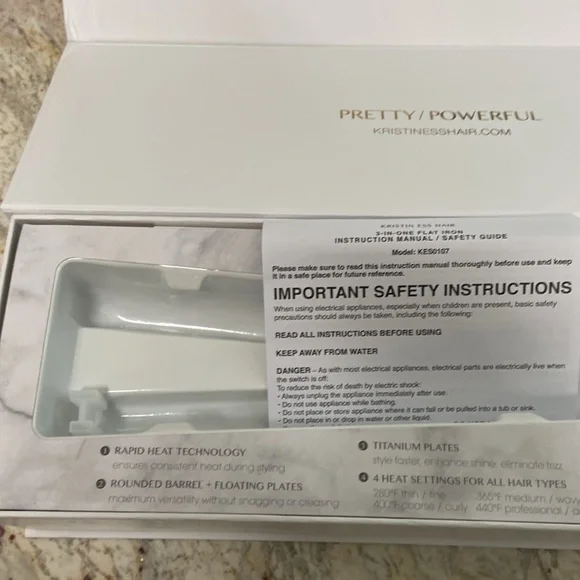 EUC Kristin Ess White Flat Iron, 3-in-one, only used a few times, 1.25” - Picture 11 of 12
